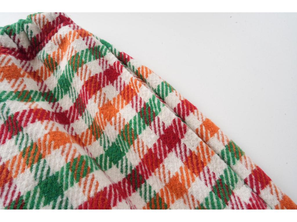 EON Spring 26 Women's Retro Rainbow Plaid Wide-Leg Pants