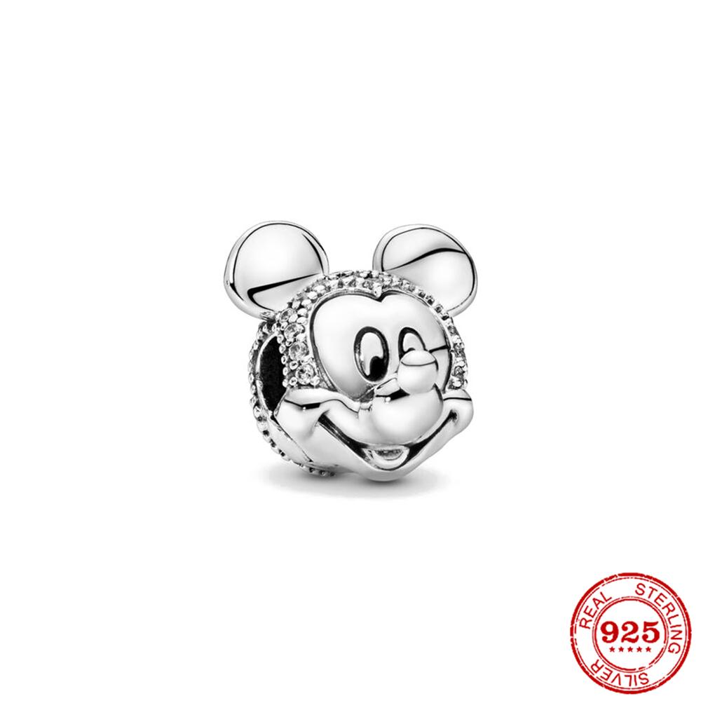 Copper Fits Genuine Bracelets Mickey Murano Glass Bead Dangle Charms Bead Necklaces Pendants DoItYourself Women Jewellery Gif