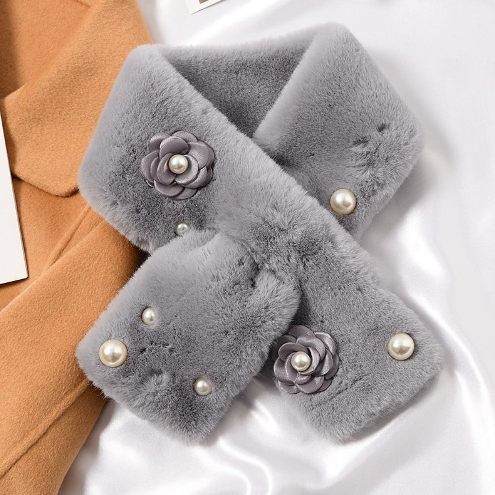 Thickened Plush Neckerchief Warm Cross Neck Scarf Fashion Faux Rabbit Fur Scarf  Women