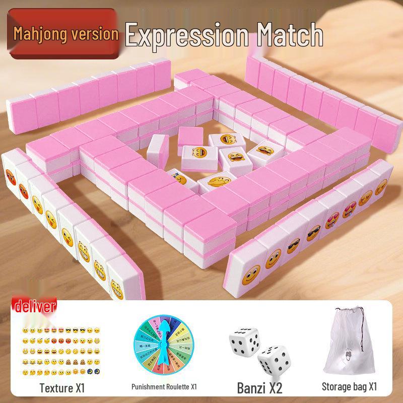 Emoji Mahjong Board Game - Douyin Style Children's Thinking Toy Cards