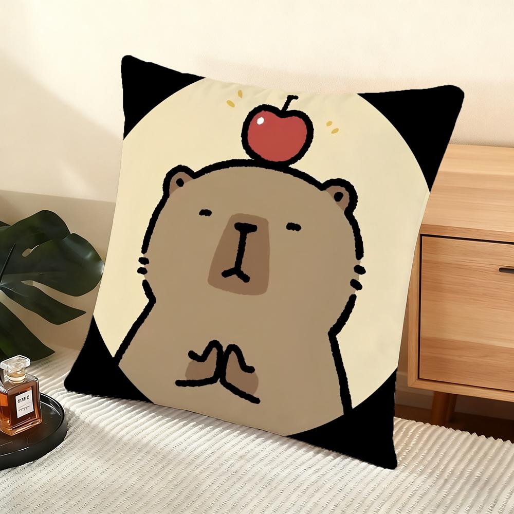 Cute Ccapybara Cushion Cover Soft Short Plush Pillow Cover Smooth Cozy Texture Aesthetic Cushion Case Home Decor