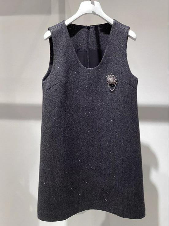 Yi*L Women s Elegant Grey Sleeveless Tank Dress - 2026 Spring Collection, Style 1G2690811S Large темно серый