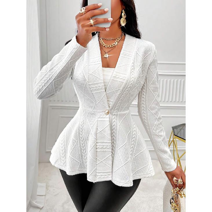 2026 New Women s Solid Color Thickened Single-Button Jacquard Blazer S белый