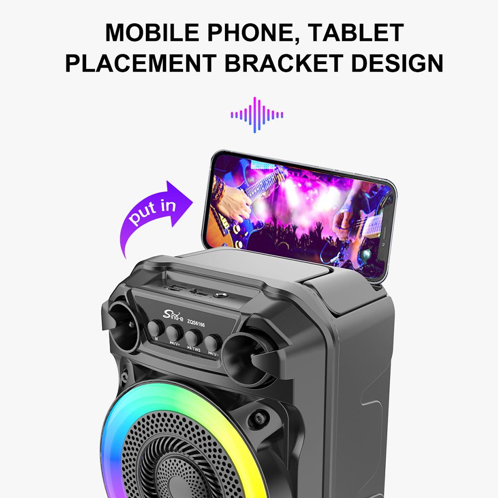 BT Speaker Stereo Sound Karaoke Speaker RGB Lights Outdoor Speaker with Microphone Suitable for Home Theater Outdoor Dance Party