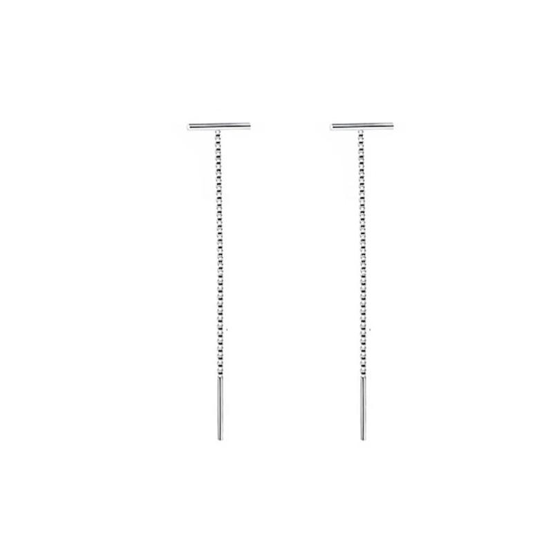 T-shaped Tassel Ear Chain, Low Luxury, High Appearance Level, Silver and Gold T-shaped Long Ear String Earrings