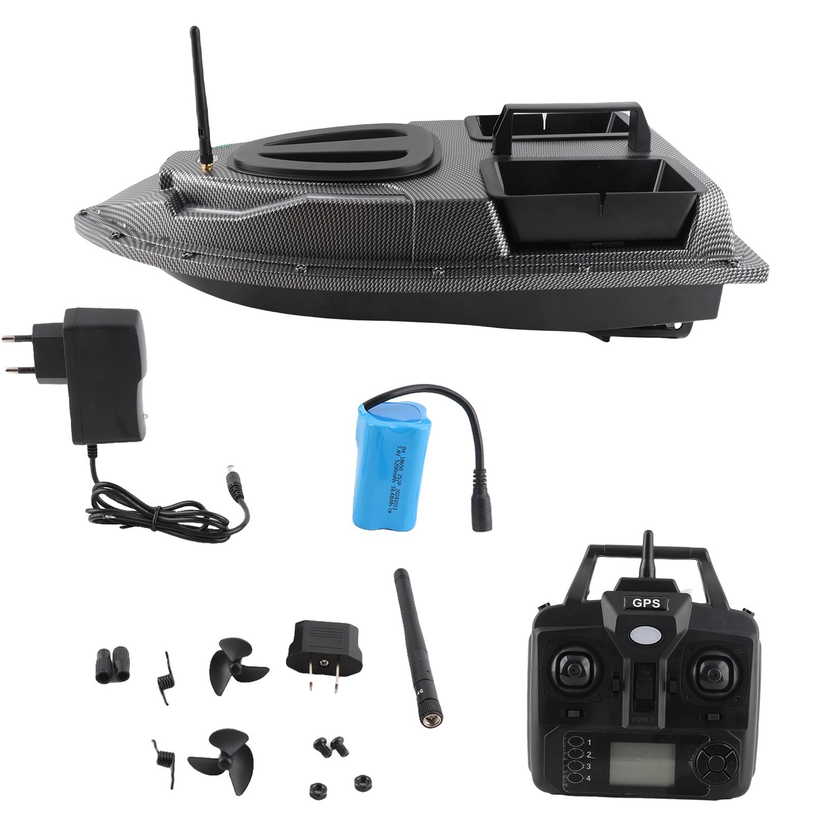 

GPS Fishing Bait Boat 500m Remote Control Bait Boat 1.5KG Loading Double Bin Bait Boat with LED Light for Fishing
