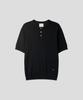 Ssei Standard Cable Henley Neck Short Sleeve Knit Black