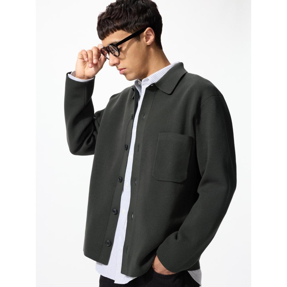 Кардиган с воротником-стойкой Uniqlo Milano Lip 07 GRAY/MEN S