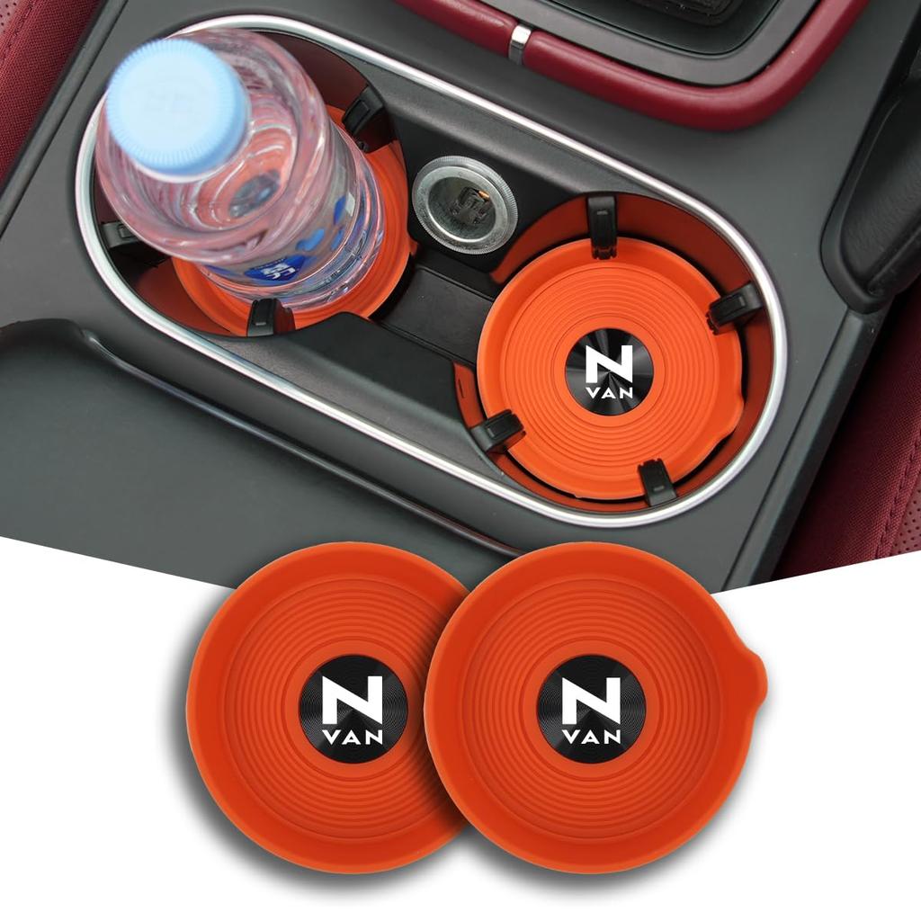 Silicone Coasters with 70mm for NVANs and Fun and Easy to Car Interior Accessories Black Metal and Non-Slip Handles, Round, Diameter, (G, L, Series),