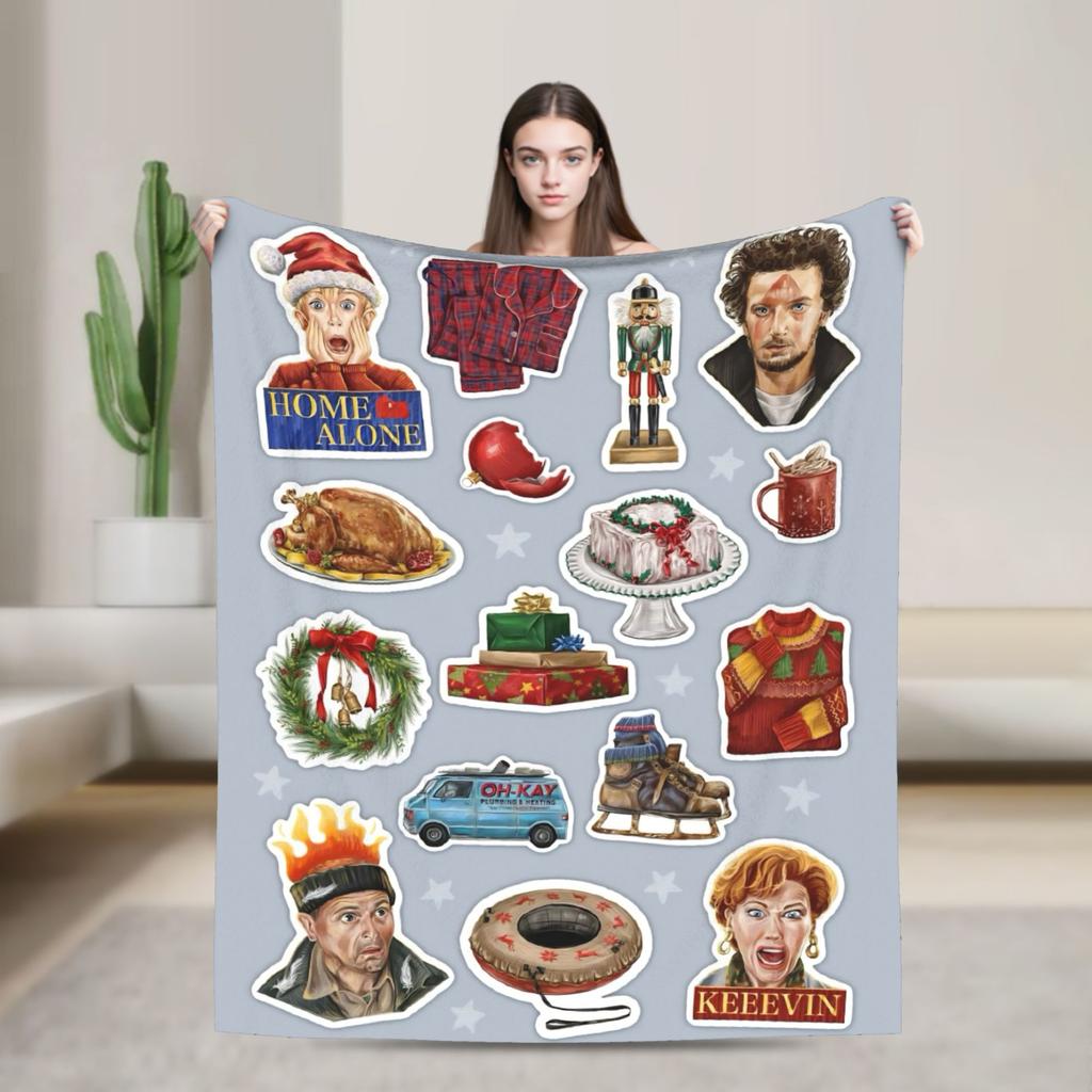 Home Alone Kevin Comedy Wool Fashion Blanket Xmas Merry Christmas Funny Throw Fashion Blanket for Home 125*100cm Super Soft