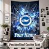 Custom Tapestry Wall Hanging, Brighton & Hove Albion Football Personalized Name Text Home Wall Decor