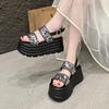 Fashion Aphixta Silver Platform Sandals Women Wedge 8.5cm High Heels Shoes Bling Sequine Summer Zapatos Mujer Wedges Woman Sandal
