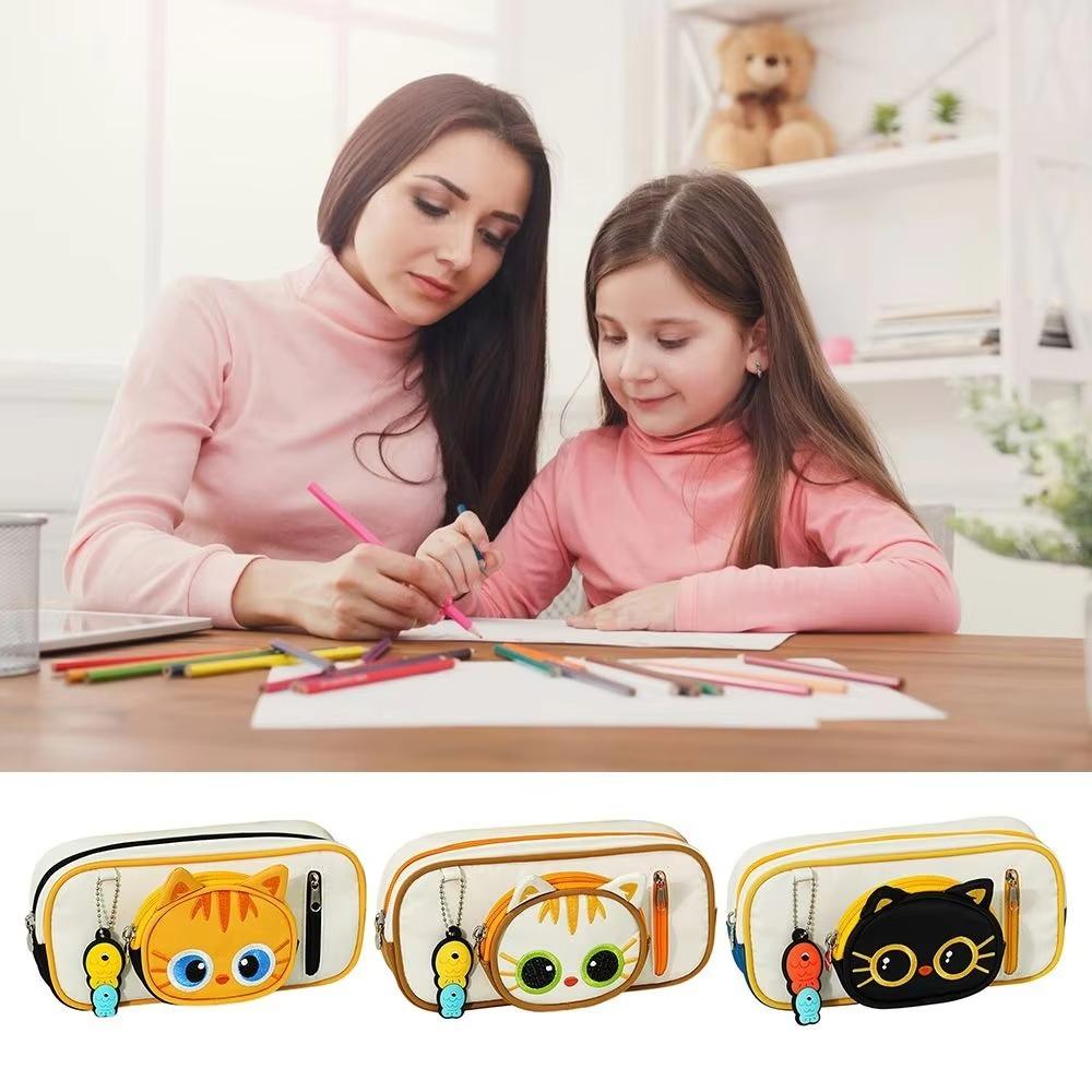 Large Capacity 3D Cat Pen Bag Portable Pen Box Practical Gift Pencil Case  Gift