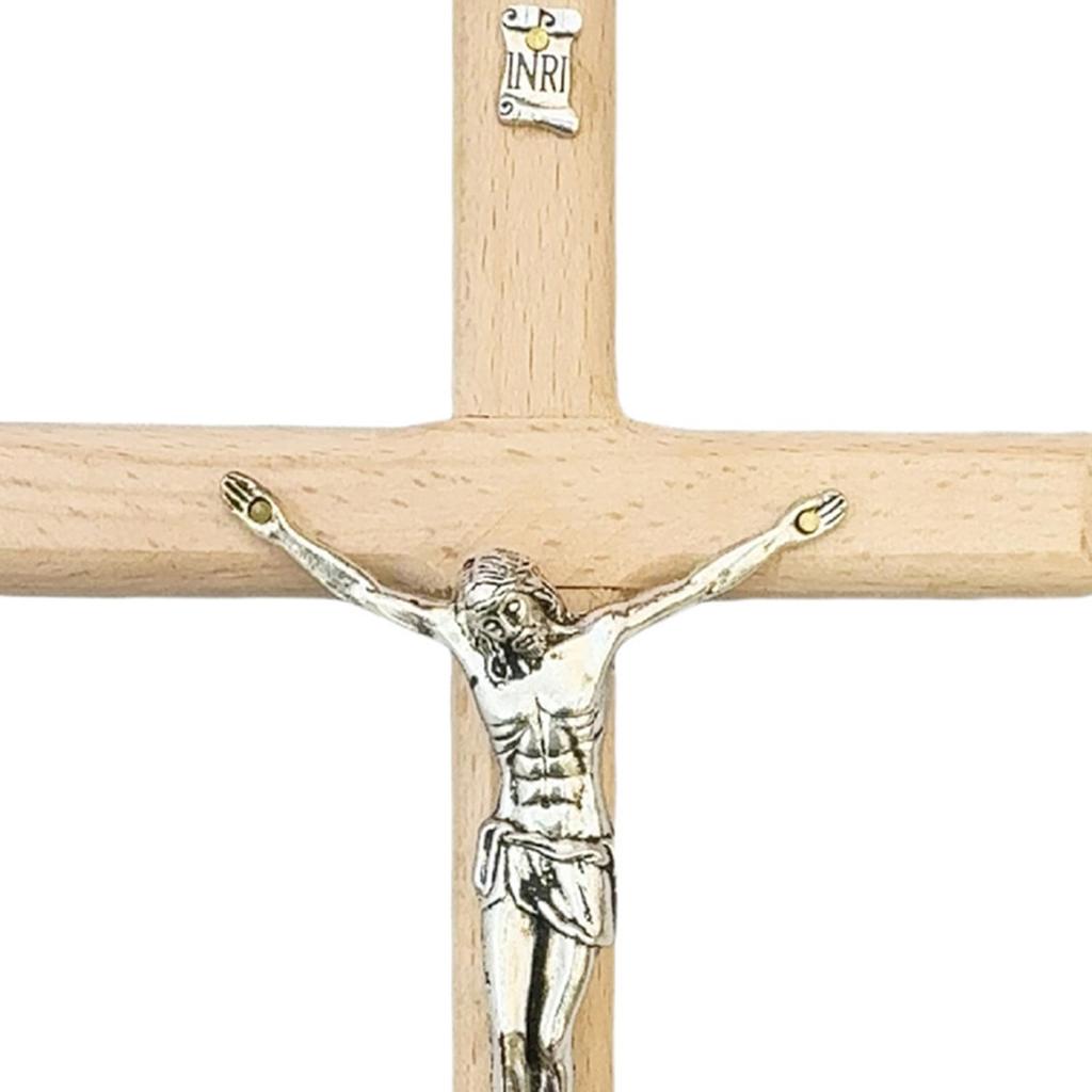 Crocifisso da Parete Ornamento Decorativo, Regalo Religioso, Arte Cristiana del Ringraziamento Decorazione Murale con Croce in Legno, Scultura di Gesù