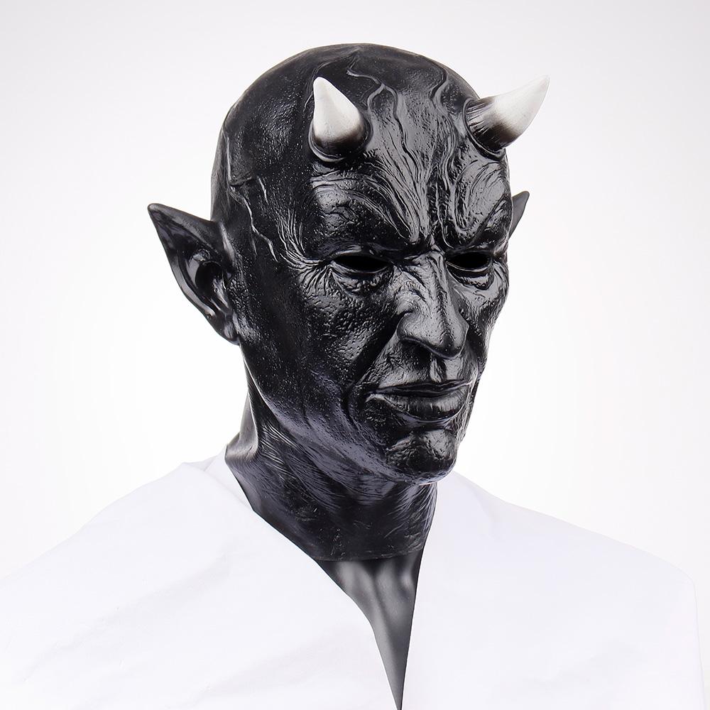 Mephistopheles Demon Horn Mask Cosplay Horror Devil Killer Latex Helmet Halloween Masquerade Carnival Party Costume Props