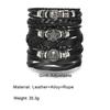 Totenkopf-Piraten-Lederarmband, Sternmuster, gewebter Metall-Rock-Party-Schmuck