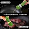 Cleaning Brush Green Oil Dispenser with Brush, 2 in 1 Glass Oil Bottle and Silicone Brush, Oil Dispenser Bottle, Pastry Brush for Basting Vinegar Oil 