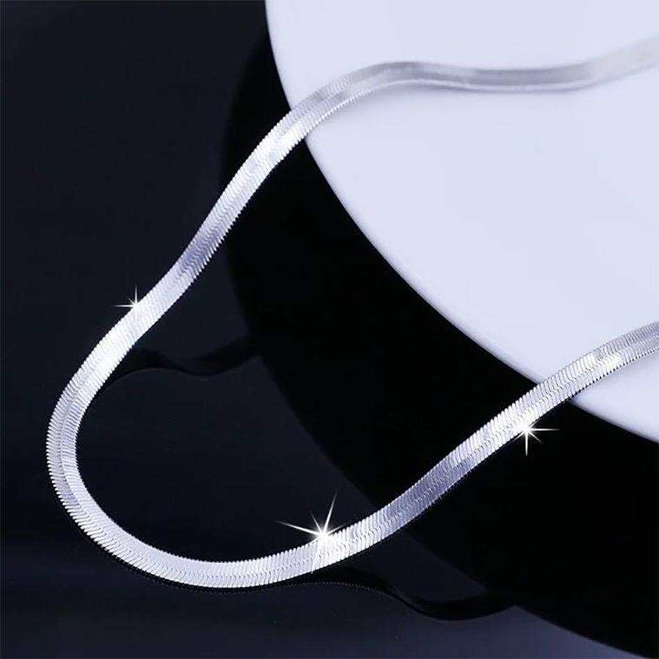 Copper 18k Gold Color 4mm Flat Chain Necklace For Women Luxury Fine Jewelry Wedding Gift Choker Clavicle