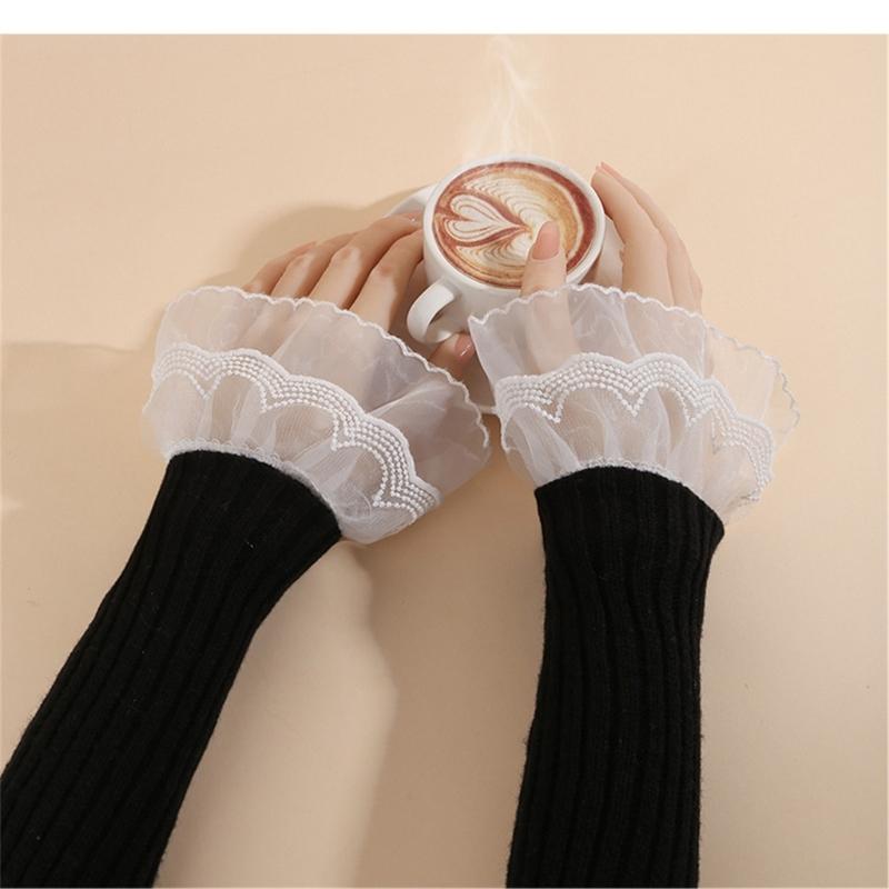 Detachable Lace False Sleeves Wrist Cuff Fingerless Hand Sleeve for Stylish Outfits Cosplay Event Daily Comfortable Wear