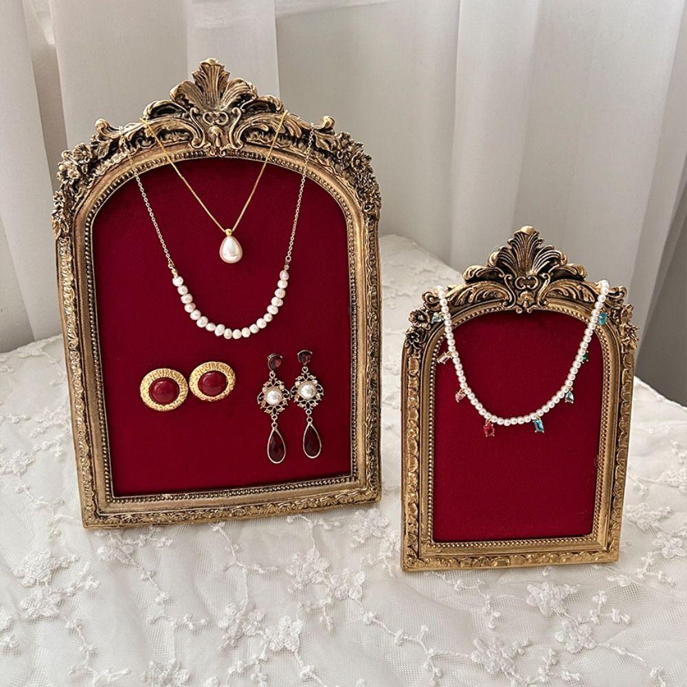 

Handmade Photo Frame Necklace Stand Vertical Pendant Chain Display Rack Countertop Pink Frame S