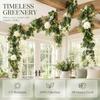 2Pcs Artificial Eucalyptus Vine With White Flowers Faux Greenery Garland For Wedding Arch, Wall And Party Decoration