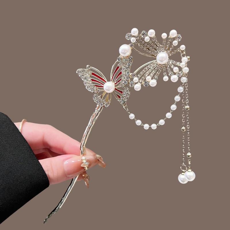Butterfly Hairpin For Women Alloy Tassel Hairpins Vintage Floral Hair Accessories For Wedding Festivals Hairpins