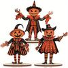 3Pcs Wooden Halloween Pumpkin Ornament 2D Flat Pumpkin Scarecrow Party Sign  Farmhouse Setting