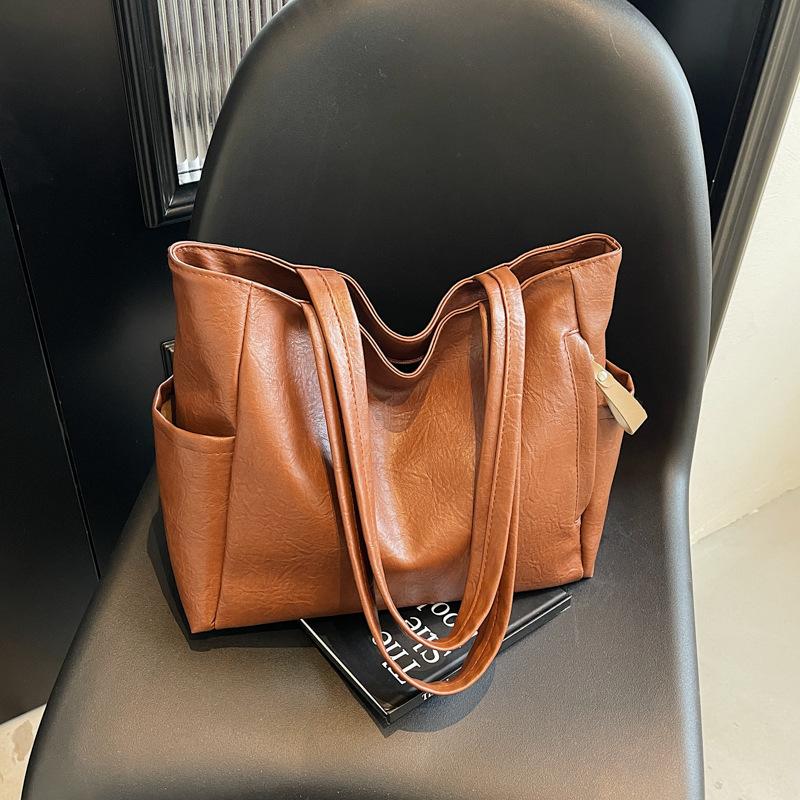 Women's bag large-capacity tote bag new simple and versatile work commuting shoulder bag textured tote bag