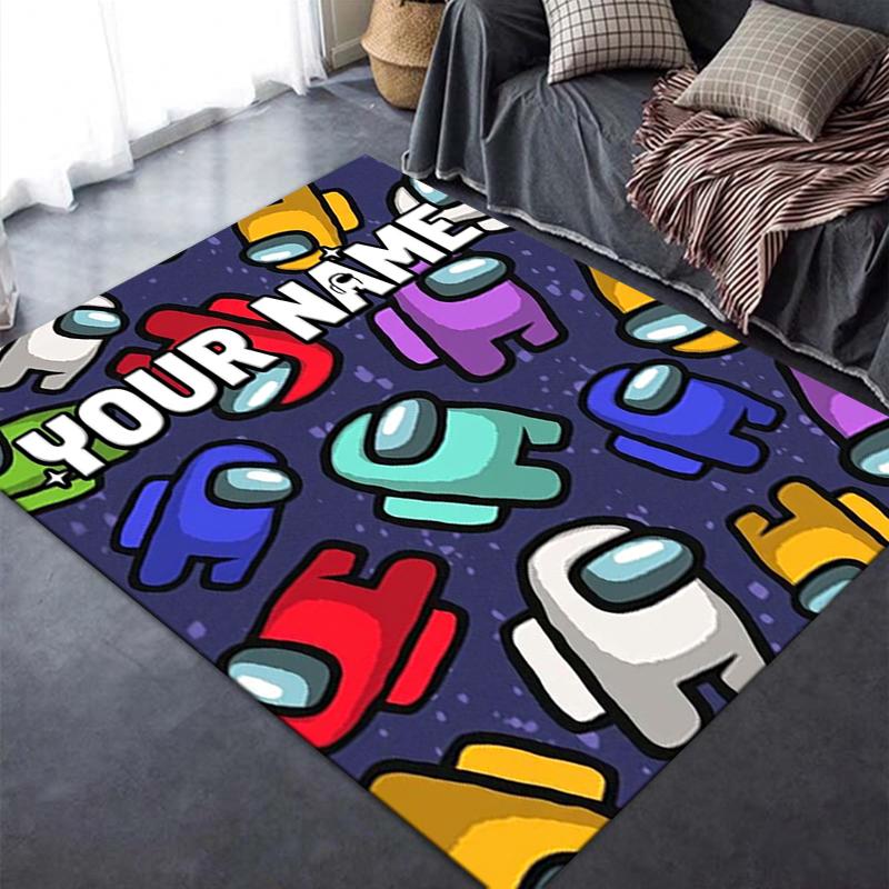 Custom Name Among us Carpet Rug for Living Room Bedroom Home Sofa Decoration,Kids play Non-slip Floor Mat