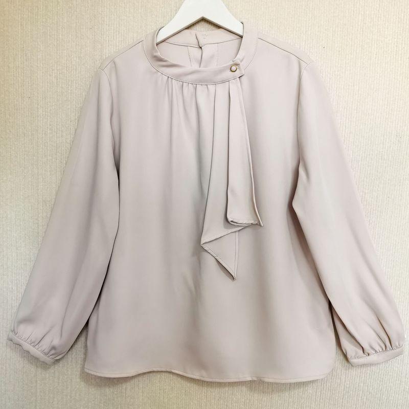 Orders Exported to Japan Tail Goods Asymmetric Ribbon Long sleeve Pullover Chiffon Shirts Women Bottoming Shirt Ol Commuting Top Spring and Autumn