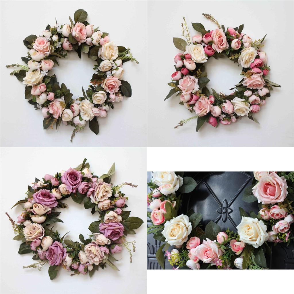 Beautiful Artificial Peony Rose Flower Garland Wreath For Charming Home Decor