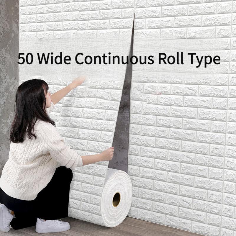 Self-Adhesive Brick Wallpaper, XPE Waterproof Wall Sticker, Continuous Roll Moisture Proof Paneling for Bedroom Renovation