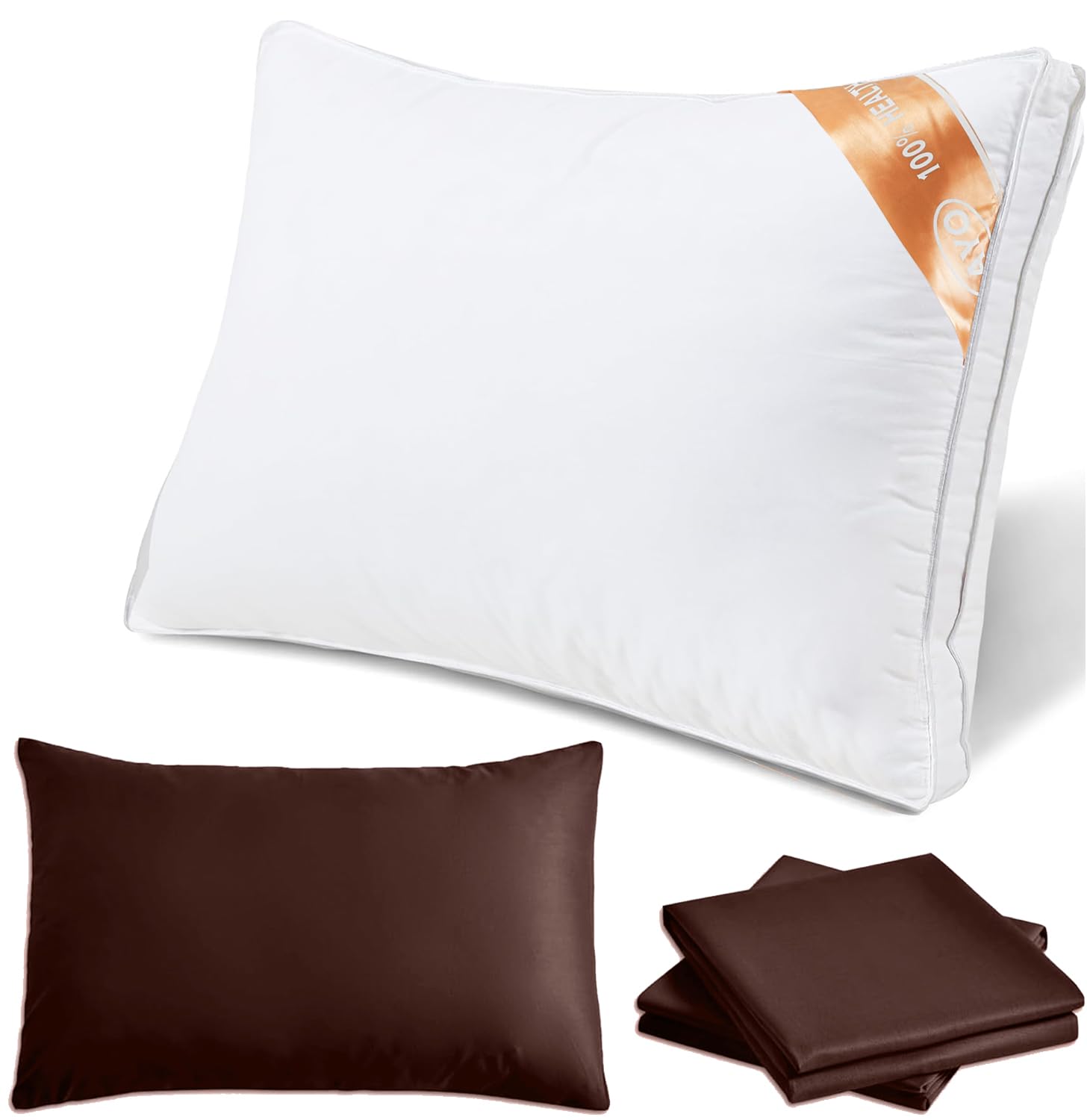 

AYO Pillow with Two Included Covers, Hotel-Quality High-Resilience Pillow for a Comfortable Sleep, Washable, 3D Construction, Mother s DayFather s