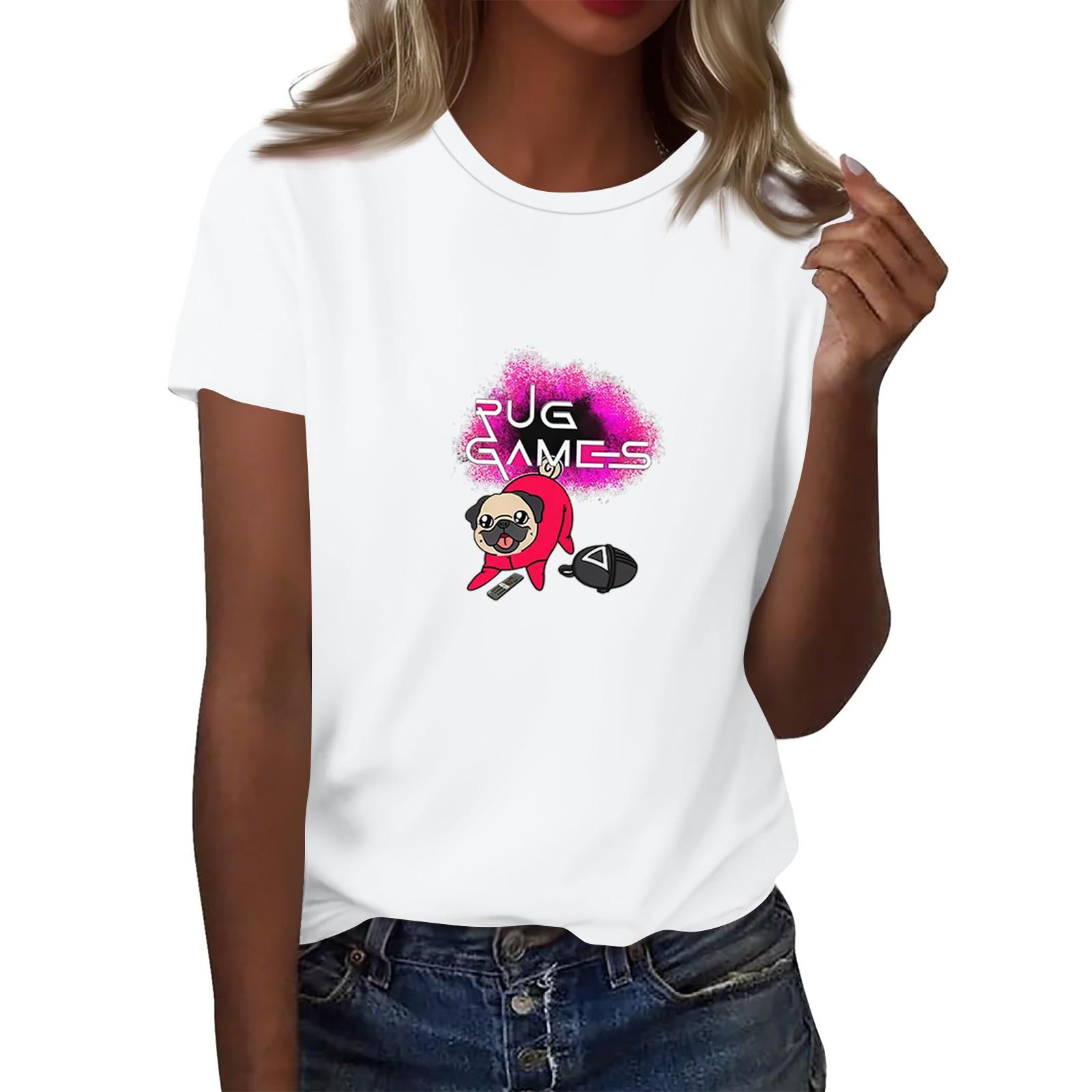 

Жіноча футболка з круглим вирізом, з принтом, з короткими рукавами S білий