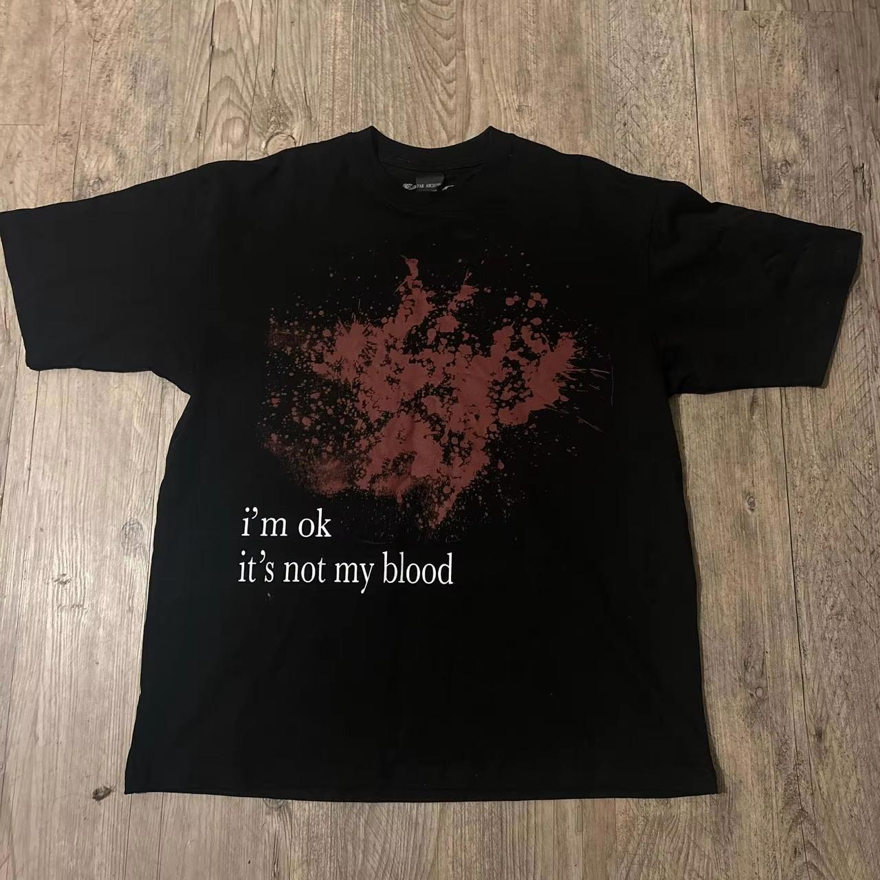 

2026Y2K New Trendy Cotton Crew Neck Tee Harajuku Gothic Blood Letter Graphic Printed T Shirt Unisexs Womens Streetwear Tops 4XL