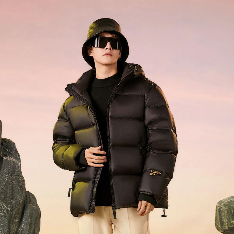 

Зимняя куртка-пуховик 2024 Black & Gold - модная повседневная мода унисекс с сумкой 2XL чёрный