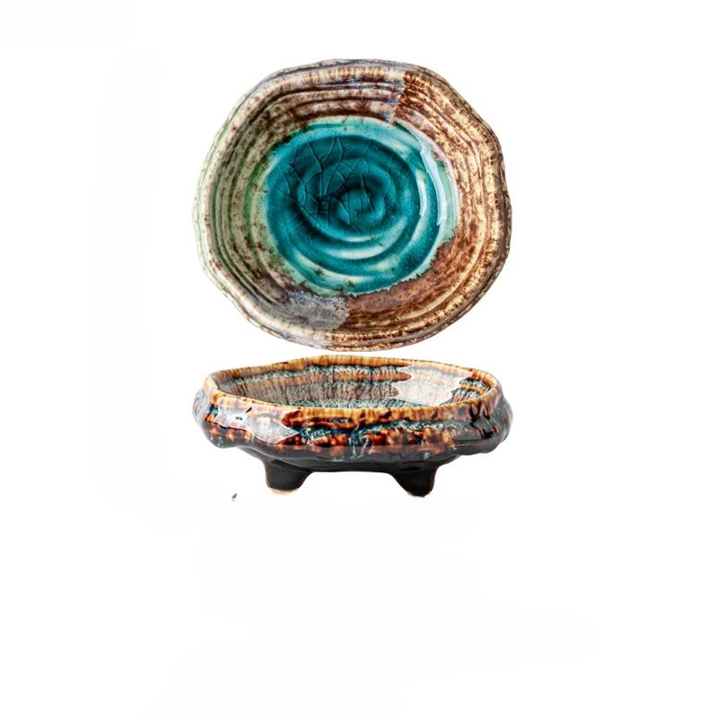 

Винтажная печь для обжига Керамическая тарелка на четырех ножках Нестандартная тарелка для суши Тарелка для димсамов Блюдо для приправ Посуда для молекулярной кухни