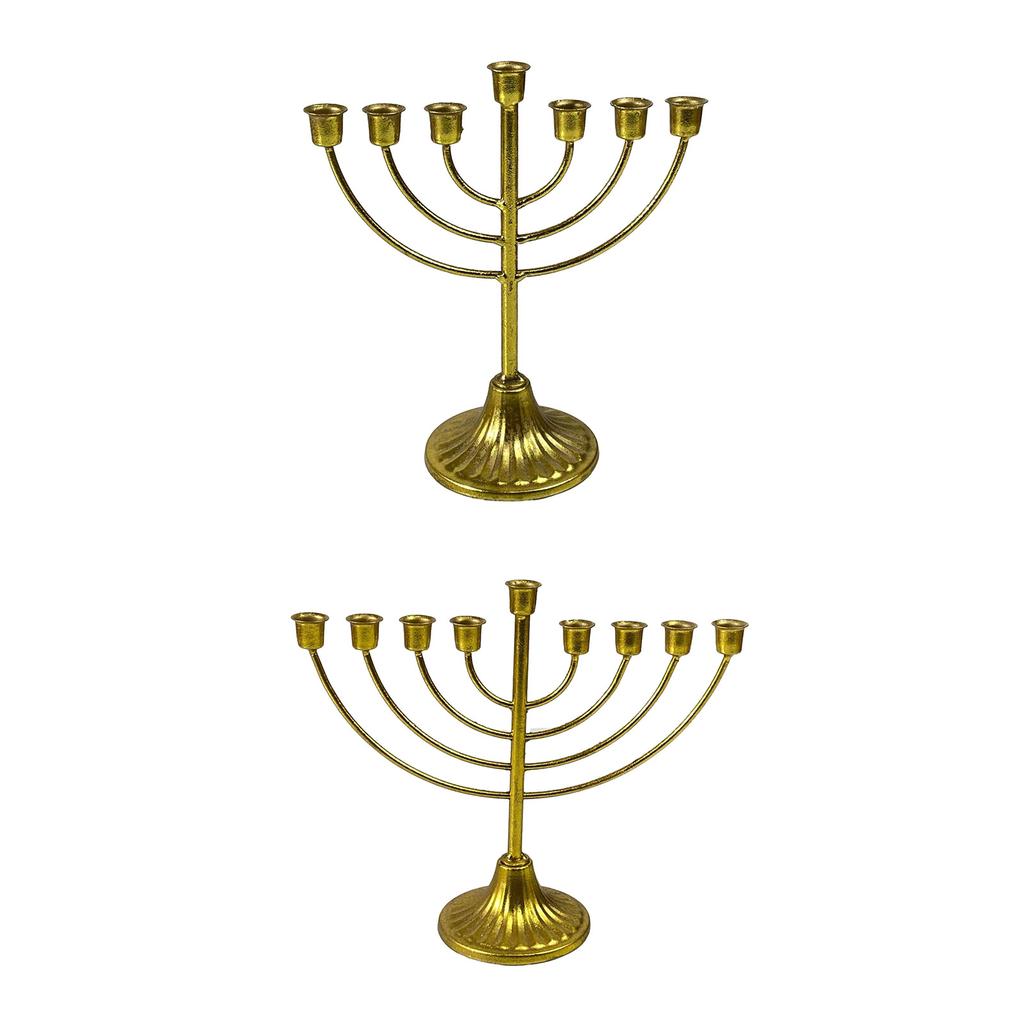 Hanukkah Menorah 7/9 Branch Candle Holder for 0.51in Dia Candle Detachable Candelabras Vintage Iron Candles Stand Decor