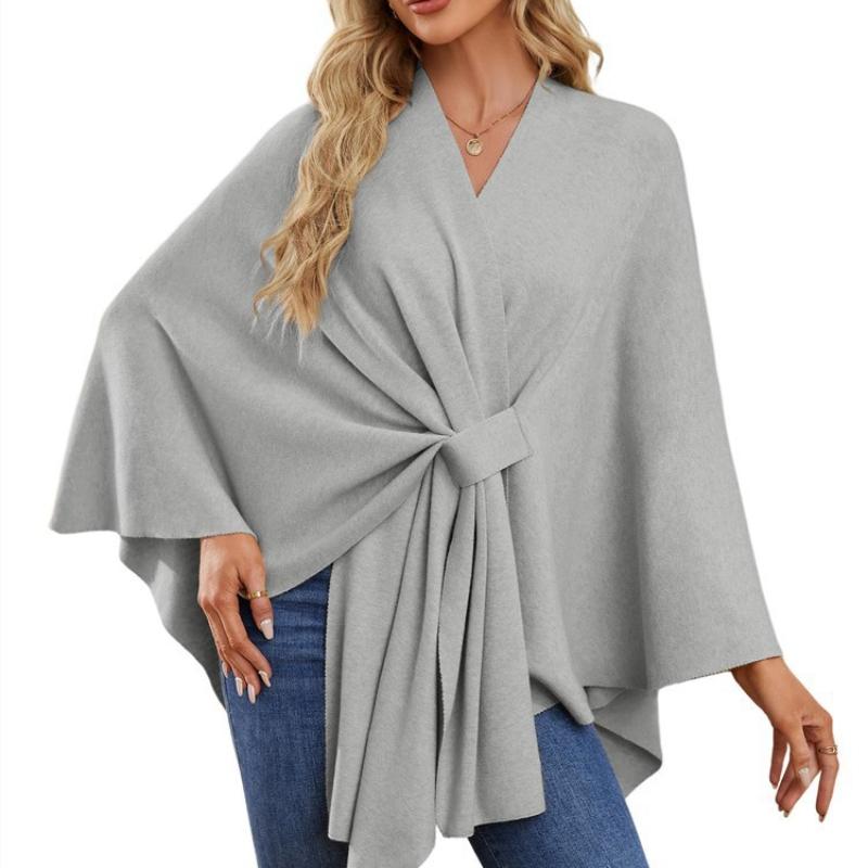 Ladies' Elegant One-piece Solid Color Soft Shawl Jacket Cloak Top