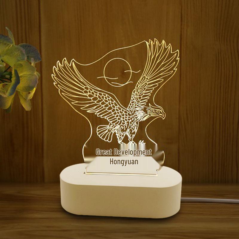 3D Acrylic Night Light: Creative Three-Color Table Lamp for Bedroom and Gifts