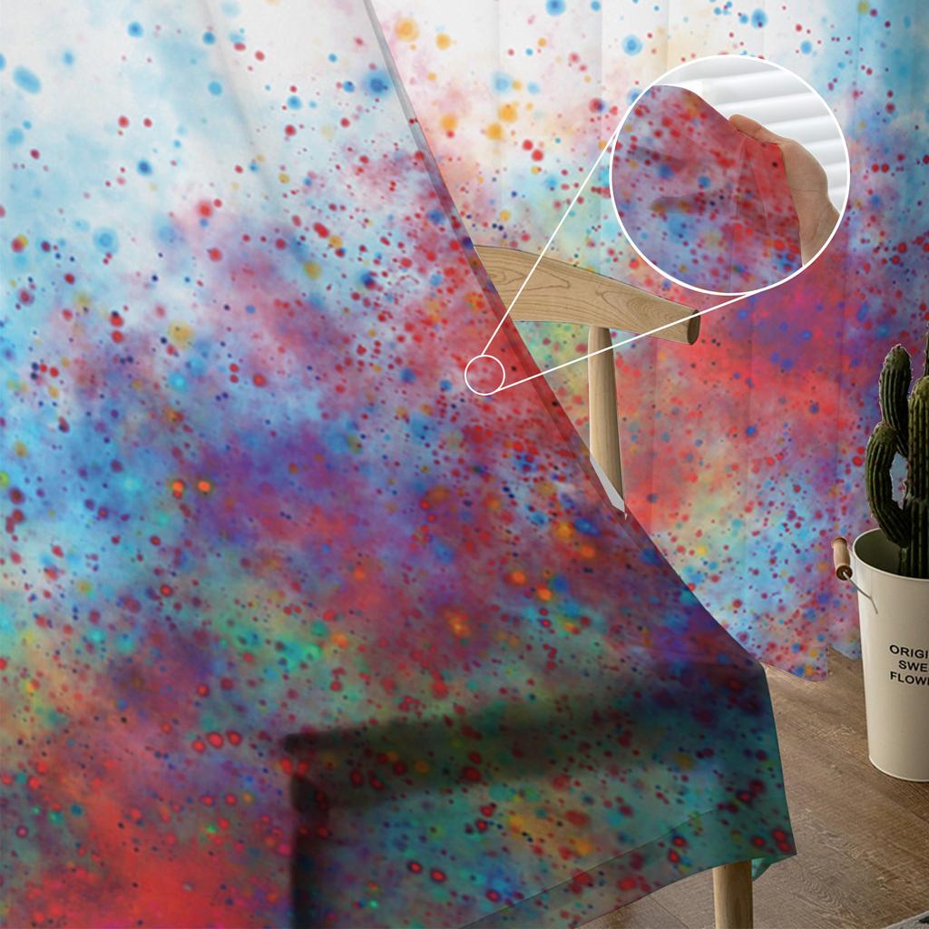 Abstract Color Paint Window Tulle Curtains for Living Room Bedroom Hotel Luxury Decoration Sheer