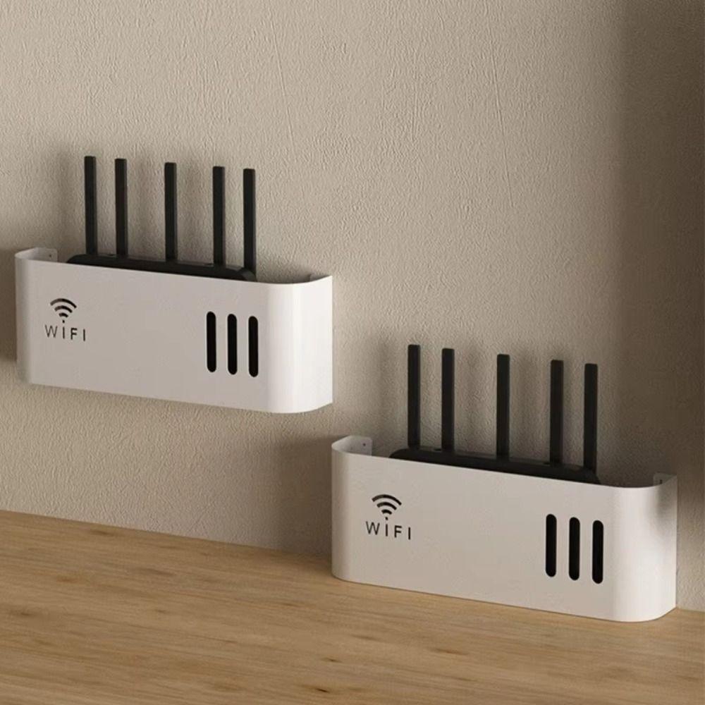 Wall Mounted WiFi Router Shelf Plastic Power Cable Organizer for Power Strips & Home Decor