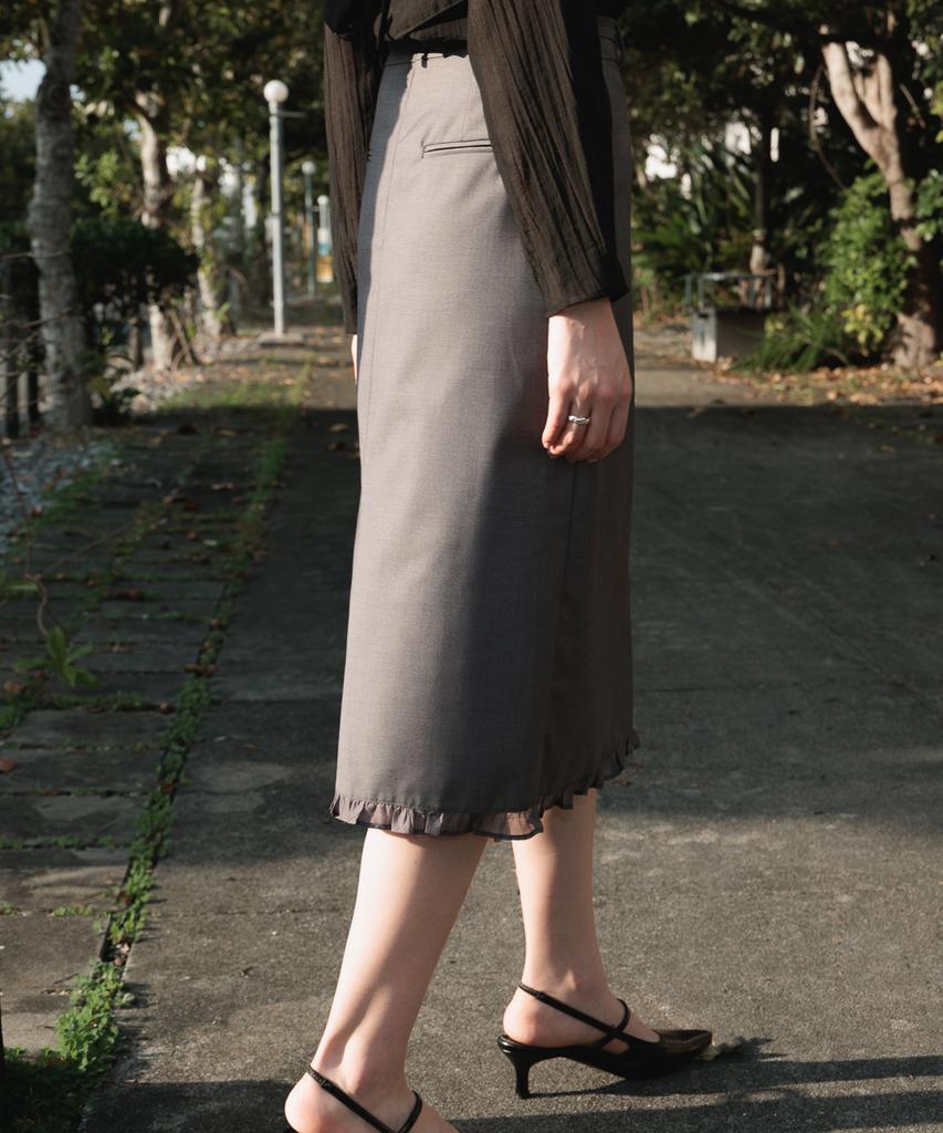 DEHEVE Strap Point Frill Skirt [Gray]