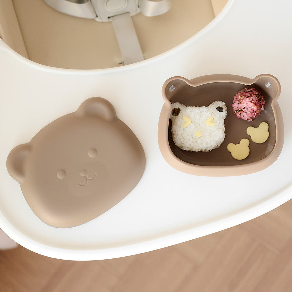 Atti Rabbit Baby Bear Silicone Suction Bowl Topping Based Weaning Container Toddler Feeding Dish