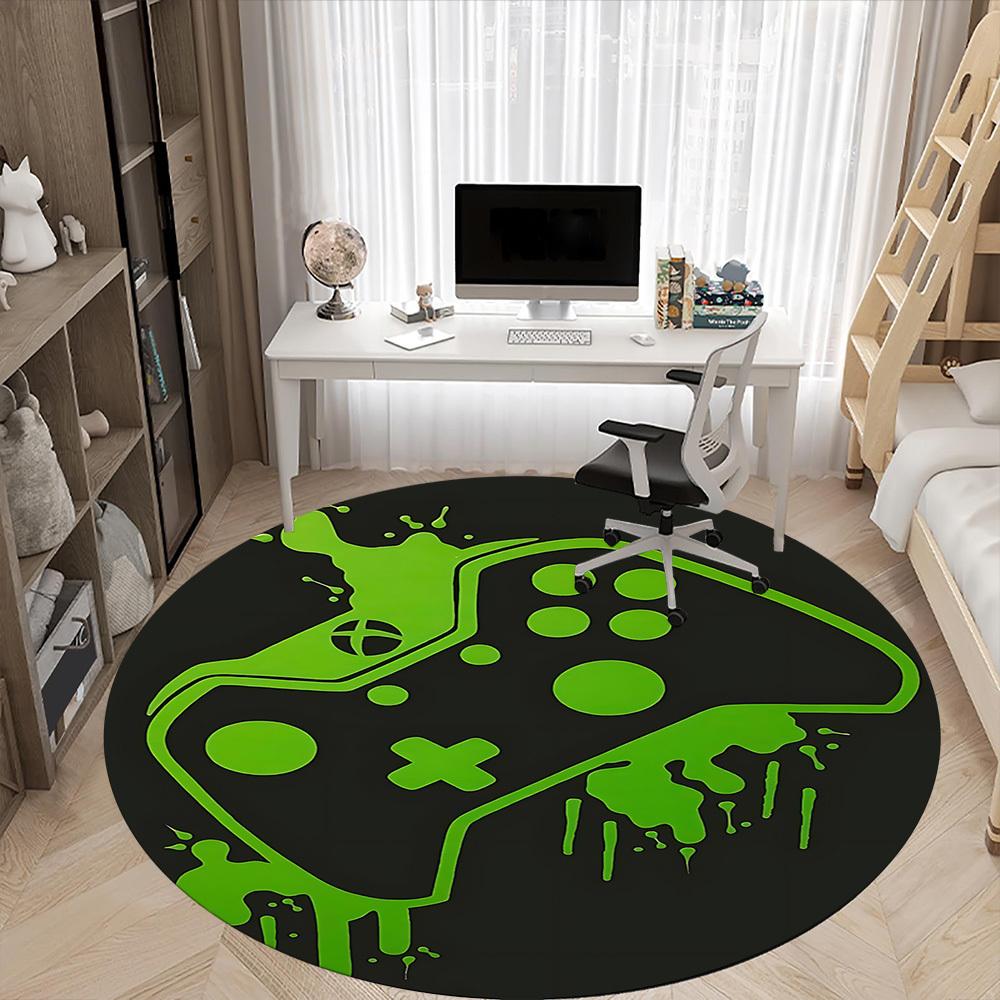 1pcGamer Controller Office Round Area Rug, Indoor Mat Suitable For Office, Under Office Chairs Bedroom Living Room Home Decor, Room Deco