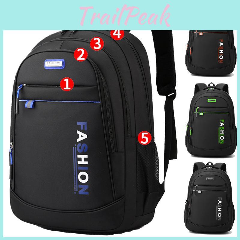 Letter Oxford Fashion Print Backpack Spine Protection 16in Compartment Laptop