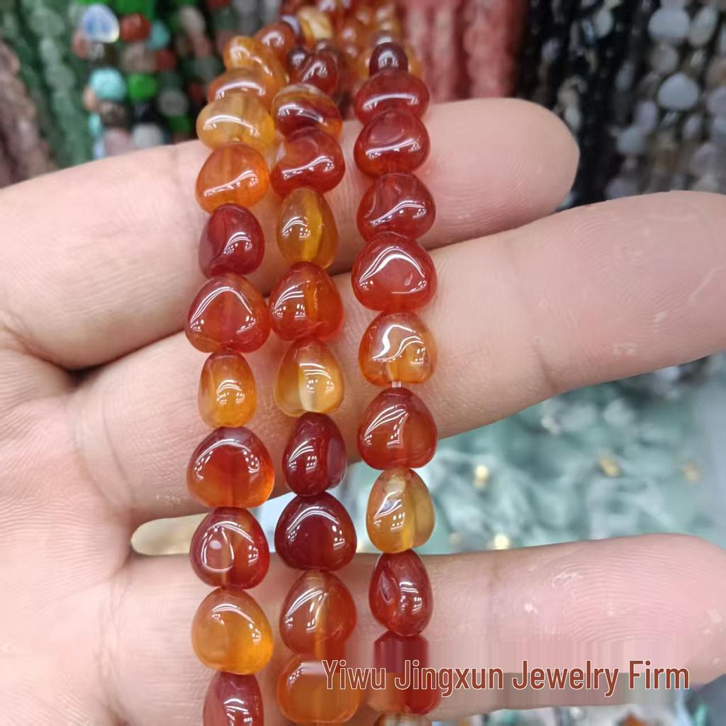 Heart-Shaped Crystal Agate Beads for DIY Jewelry and Clothing Accessories