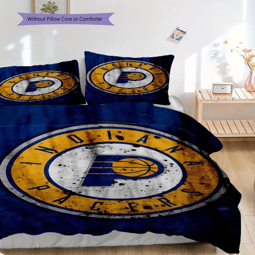 Indiana Pacers Vintage Logo Bedding(1 * Duvet Cover + 2 * Pillowcase, Without Core) Soft and Comfortable Duvet Cover and Pillowcase