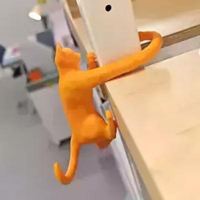 Long-Armed Cat Hook 3D Printed Climbing Cat Keys Headset Trinkets Hanger Home Office Simulation