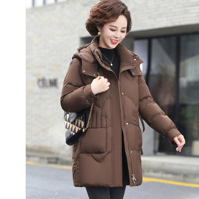 Mom Winter Down Jacket Long Thick Hooded Coat Plus Size Winter Middle-aged and Elderly Women Warm Fashion Cotton-padded Jacket.